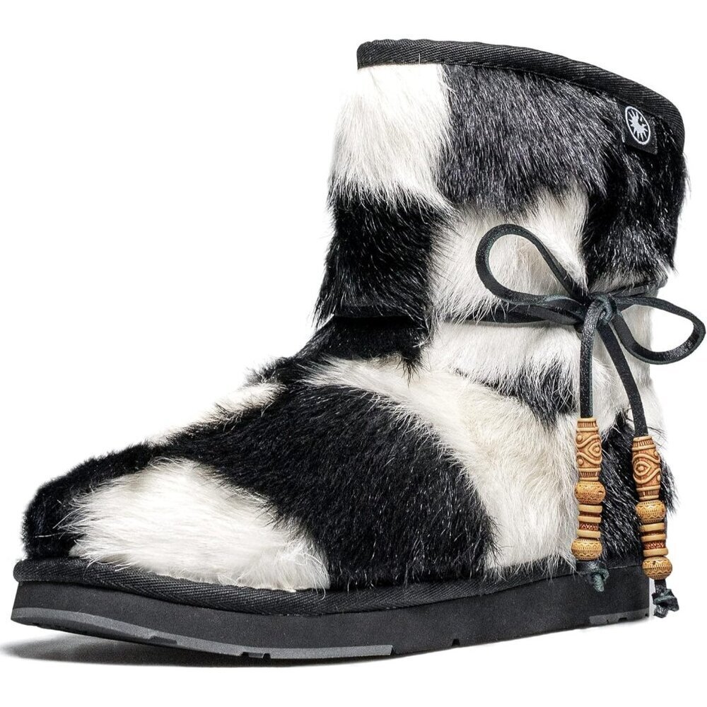 Women's Black Casual And Versatile Wool Winter Warm Simple Snow Boots